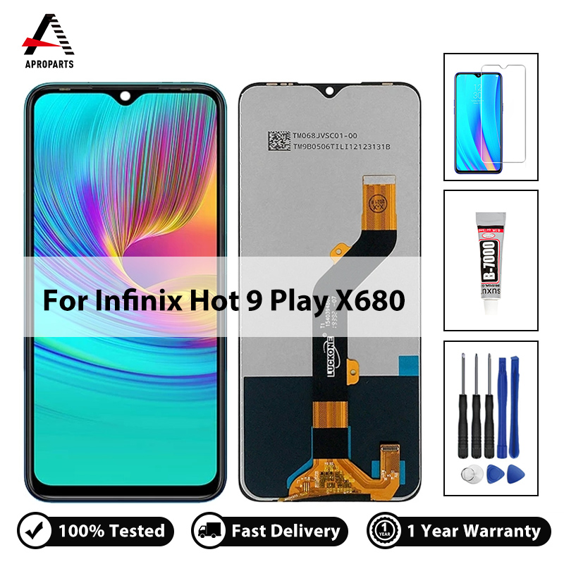 100% Tested For infinix Hot 9 Play X680 LCD Display Screen Touch Digitizer Assembly For X680B X680C With Free Tools. 