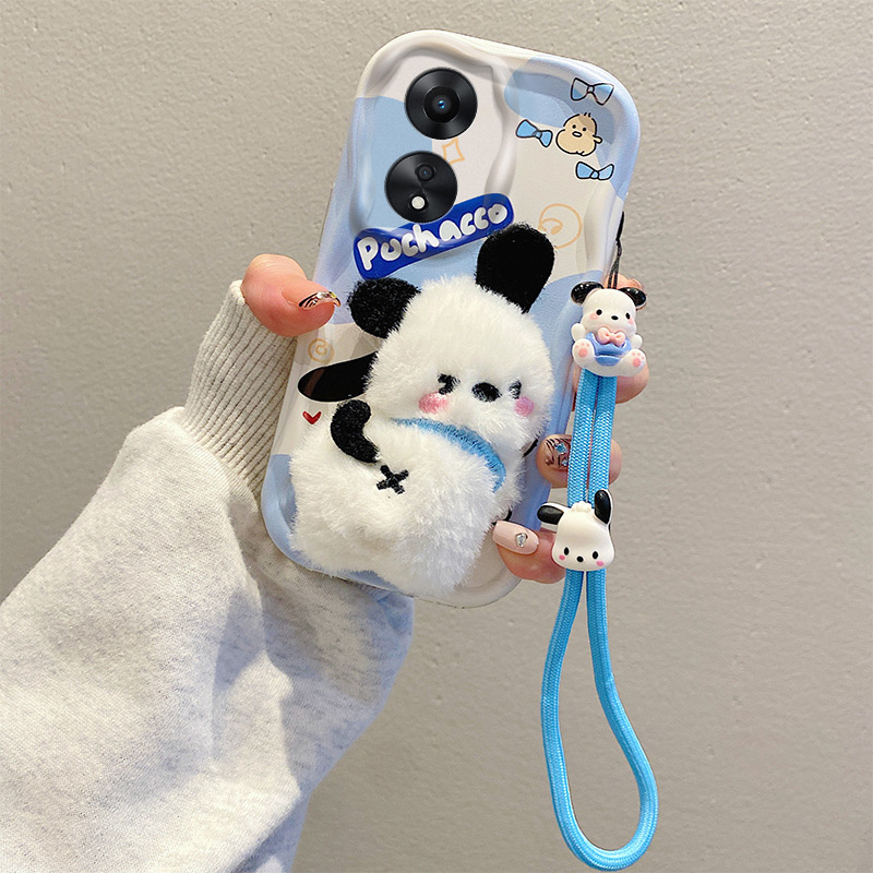 Sroof  Case  For OPPO A1 Pro A1K A3S A5 Pro AX5 A7X A8 A9 A11 A12e A15 A16 A16K A16e A17 A18 A31 A35 A36 A38 A52 A54s F23 Reno8 T K10 Cute 3D Fashionable and Cute Cream Plush Phone Case with Six Animal Types Pacha Dog Strawberry Bear phone case back cover. 