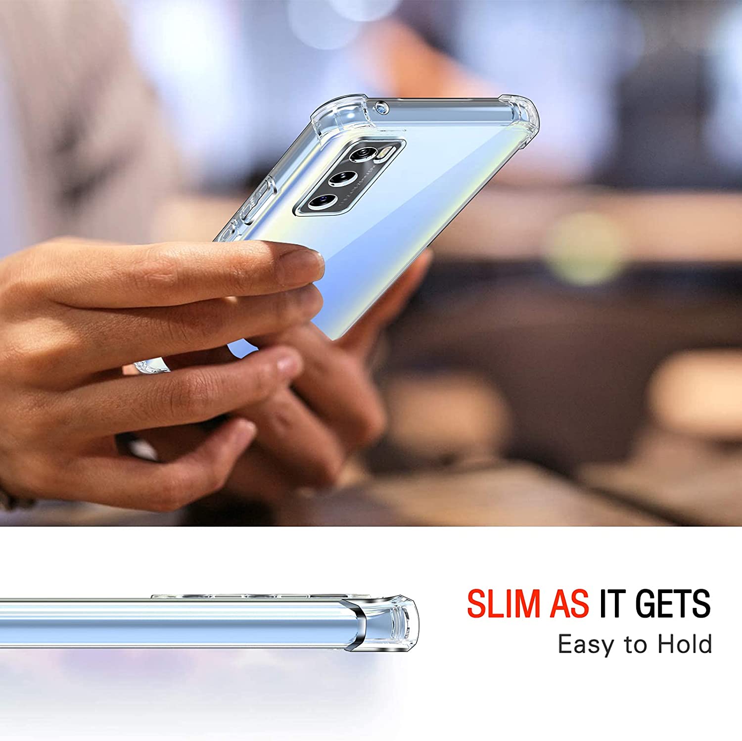 For Vivo V20 SE Back Cover Shockproof Transparent Soft TPU Silicone Protector Phone Case with Shock Absorption Bumper Corners. 