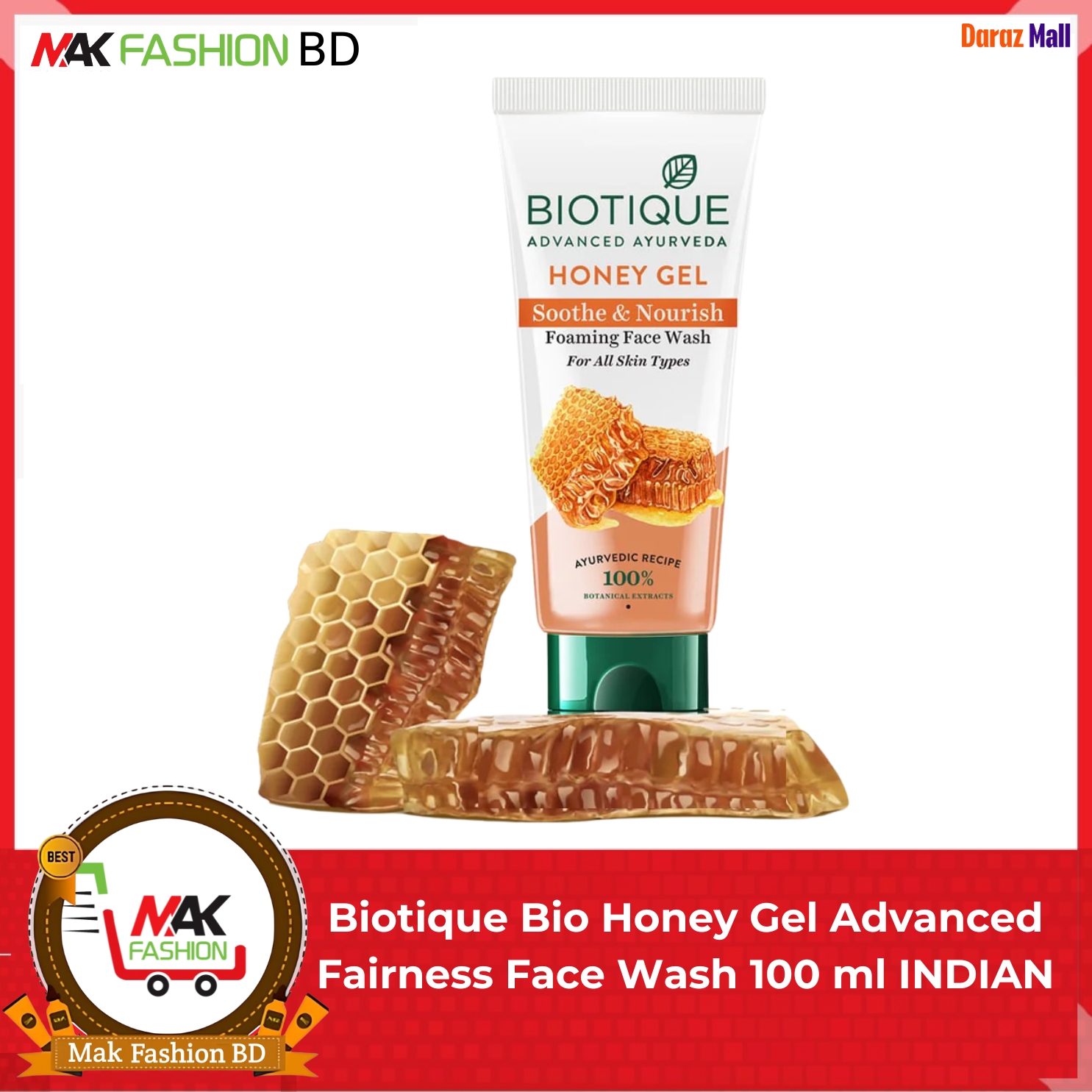 Biotique Bio Honey Gel Advanced Fairness Face Wash 100 ml INDIAN