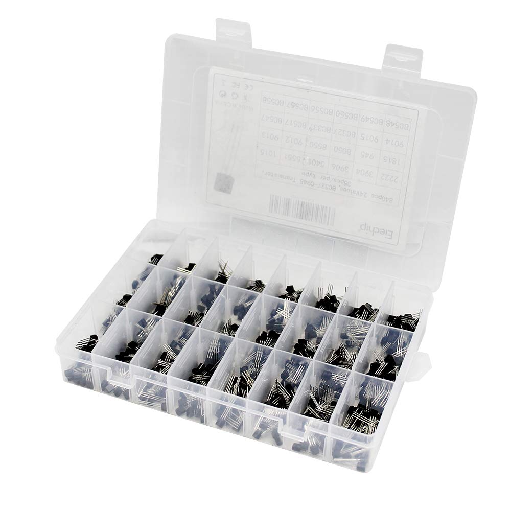 【happy one】24Values Transistor Kit BC327 BC337 BC547 BC548 2N2222 3906 3904 C945 A1015 S8050 PNP/NPN Transistors Set. 