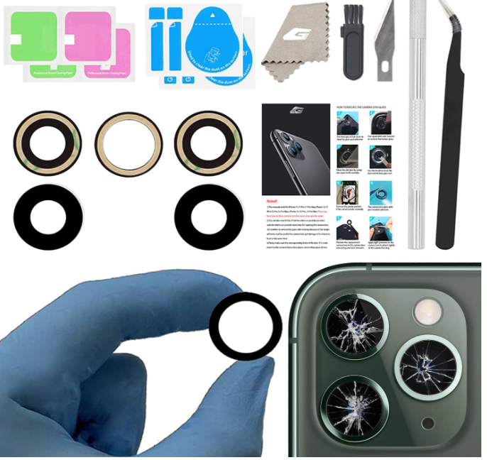 Camera Lens Glass Replacement for iPhone 11 Pro Max and 11 Pro, GVKVGIH Back Camera Glass Lens Replacement with Pre-Installed Adhesive,Repair Tool Kit and Installation Manual