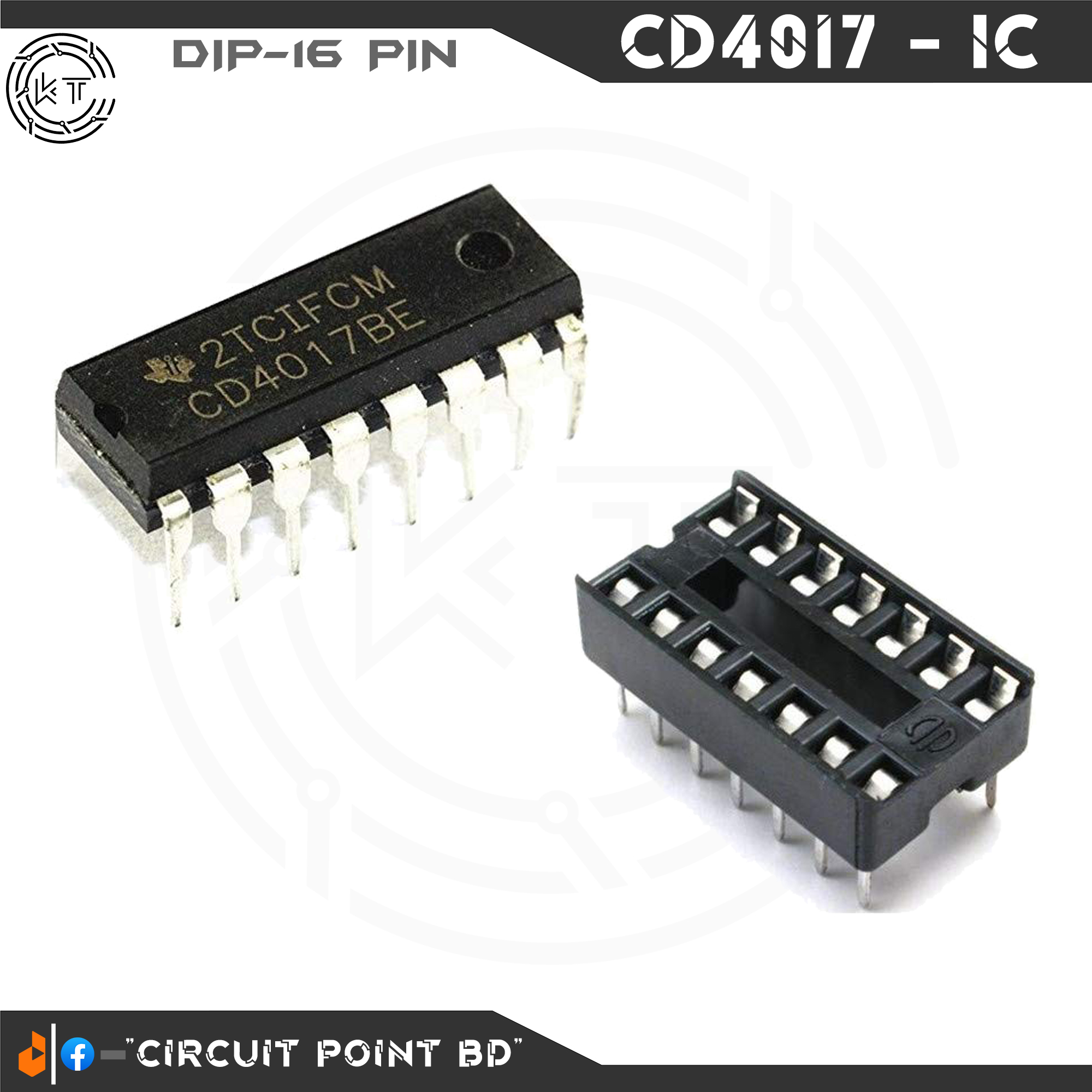 4Pcs CD4017BE CD4017 Decate Counter IC DIP-16 for LED Chaser circuit, Music control Toggle Switch or Electronics & DIY project.. 