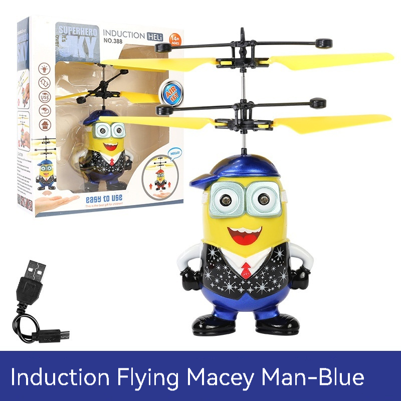 【Funny Bunny Toy Store】Minions Induction Aircraft Helicopter Charging Flying