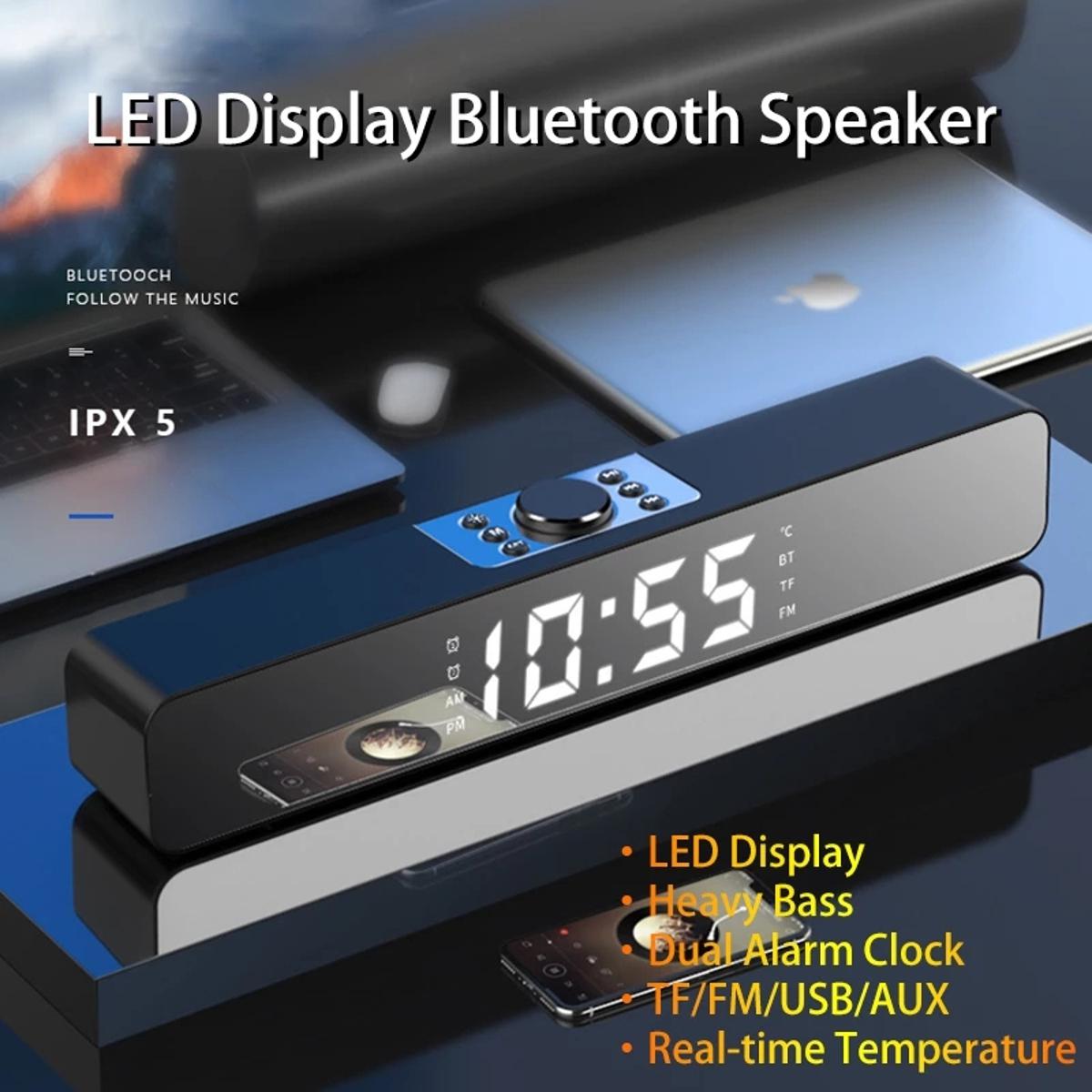 G11/G12 long mirror computer desktop subwoofer speaker LED Sound Bar Clock Wired Wireless Bluetooth Speaker brand new and high quality