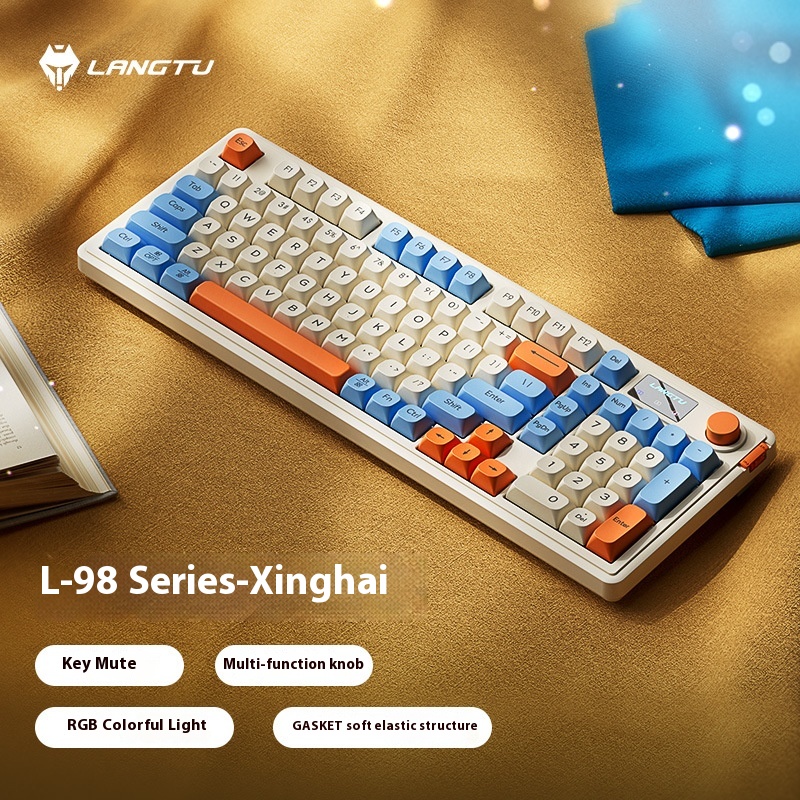 LANGTU L98 Wireless Gaming Mechanical Touch Keyboard Bluetooth 3Mode Rgb With Screen Knob Office E-sport Gaming Silent Keyboard. 