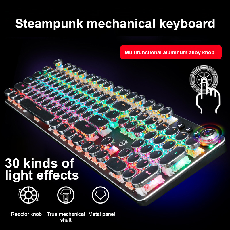 Knob Luminous Mechanical Keyboard Eating Chicken Computer Game Keyboard Computer Game E-element mechanical. 