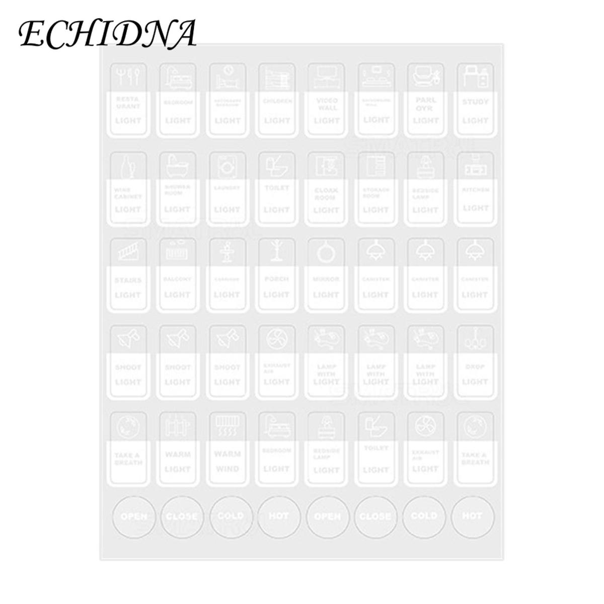 ECHIDNA Touch Switch Lcon Stickers English Print Bedroom Appliances Push Button Icon Labels