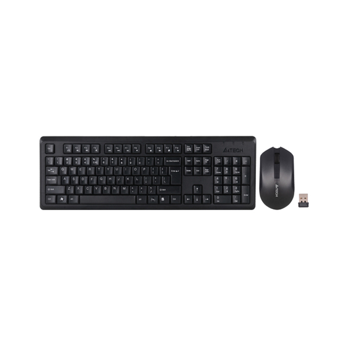 A4TECH 4200N Wireless Keyboard Mouse Combo - 2.4G Wireless - 12 Multimedia Hotkeys - 1000 DPI - For PC/Laptop - Black. 