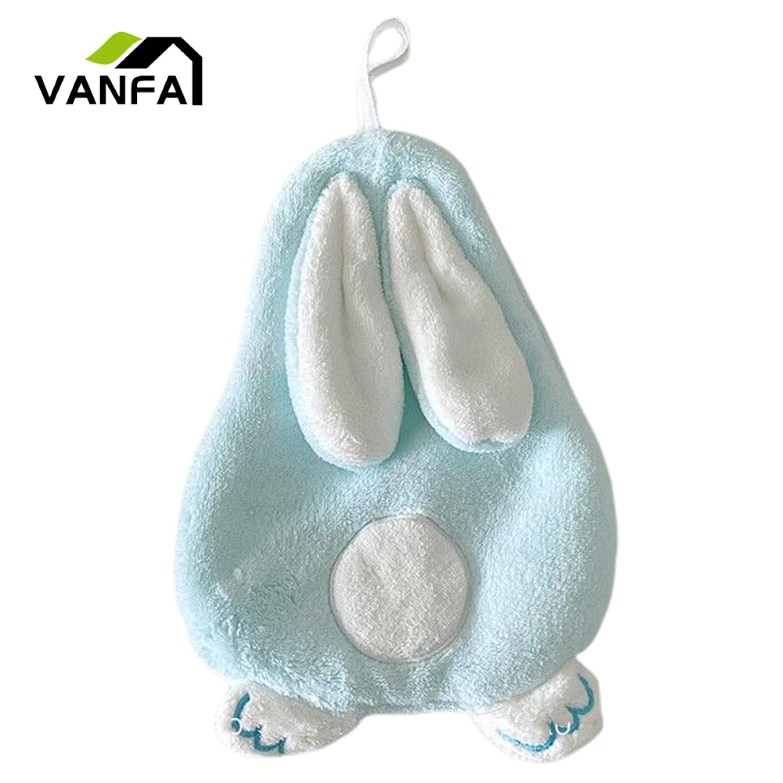 Pilling-resistant Hand Towel Adorable Rabbit Shaped Kids Hand Towel Soft Quick-drying Coral Fleece Towel for Bathroom Kitchen Cute Design with Hanging Loop Perfect for Soft Hand Towel