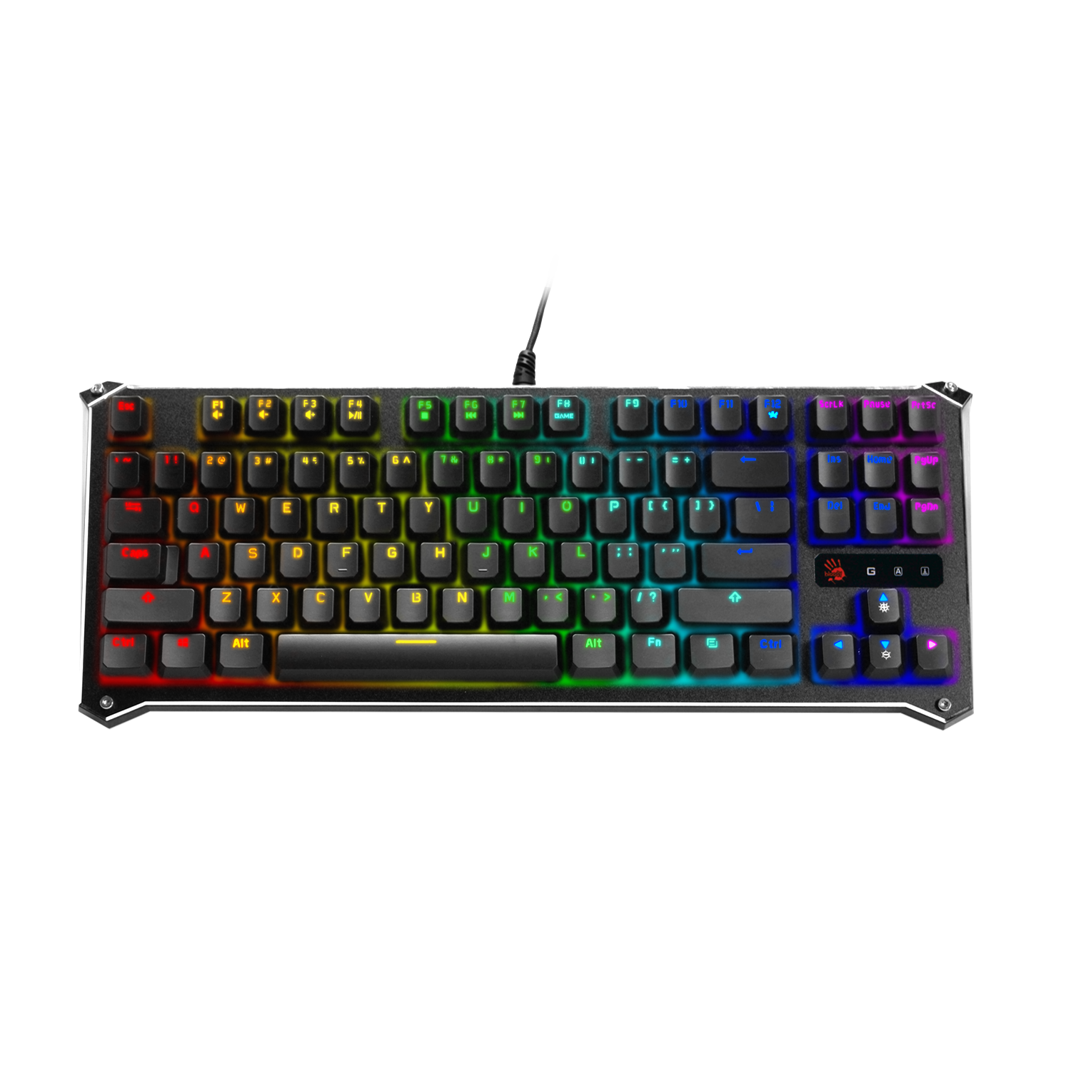 A4TECH BLOODY B930 TKL RGB Light Strike Libra Brown Optical Switch Mechanical Gaming Keyboard - Ergonomic Tenkeyless - Ultra-Compact Form Factor - Water Resistant - Black. 