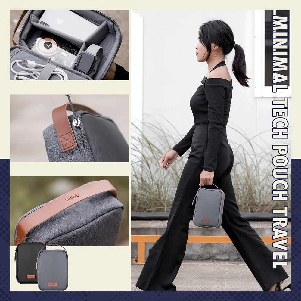 WiWU Minimalist Travel Pouch for Electronics Macbook Accessorie Organizer Bag. 