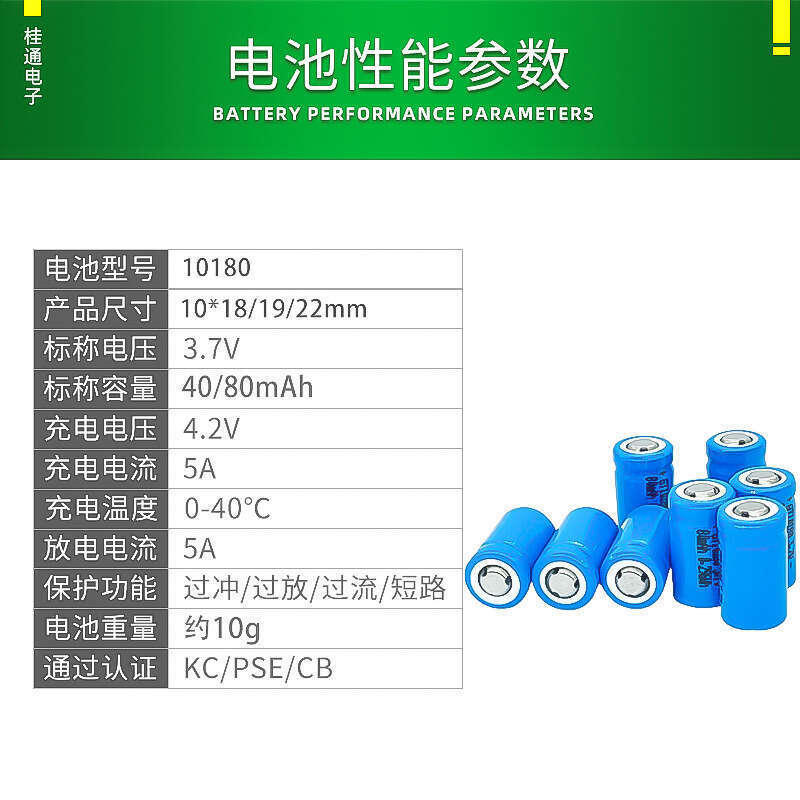 KC certification 10180 80mAh 3.7V electric toy lithium battery. 