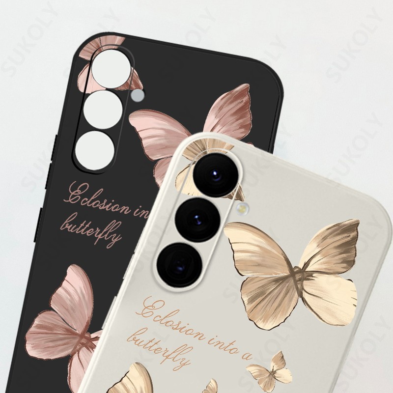 Butterfly Pattern Hand Lanyard Case For Samsung Galaxy S22 S23 S24 Ultra S23 FE A55 A53 A54 A35 A15 5G Soft Silicone Phone Cover. 