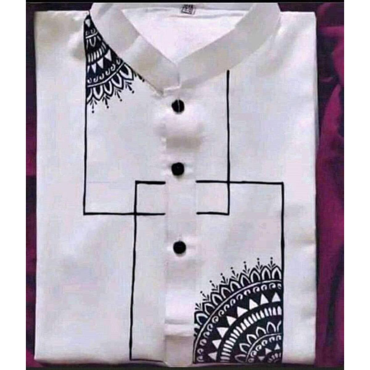 fabric design on white punjabi