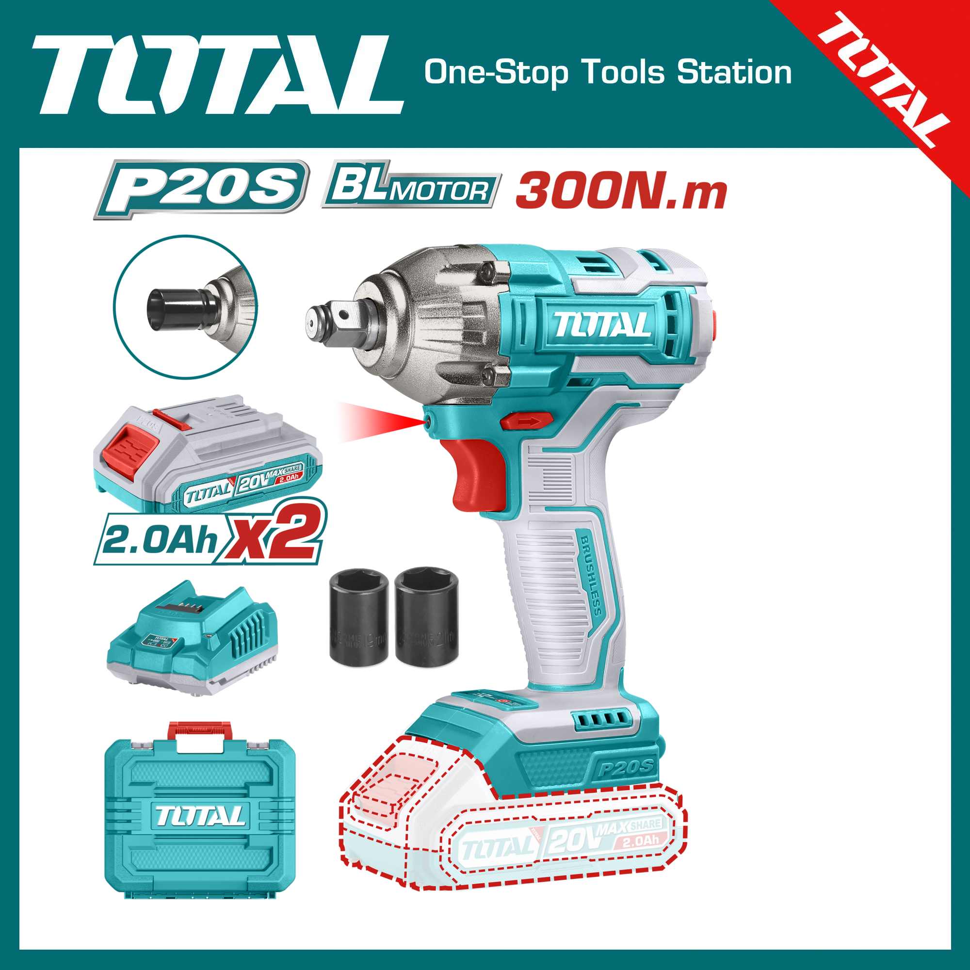 TOTAL TIWLI2038 Lithium-Ion impact wrench