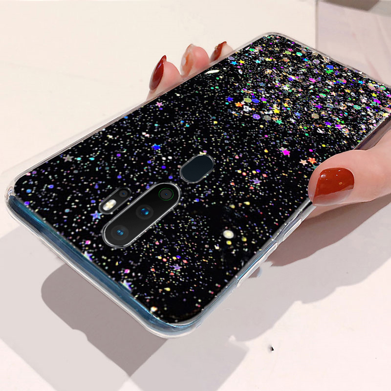Back Cover For OPPO A9 2020 Phone Case Glitter Silicone Soft Full Starry Sky String Glitter Transparent Space Stars Moon OPPO A9 2020 Case. 