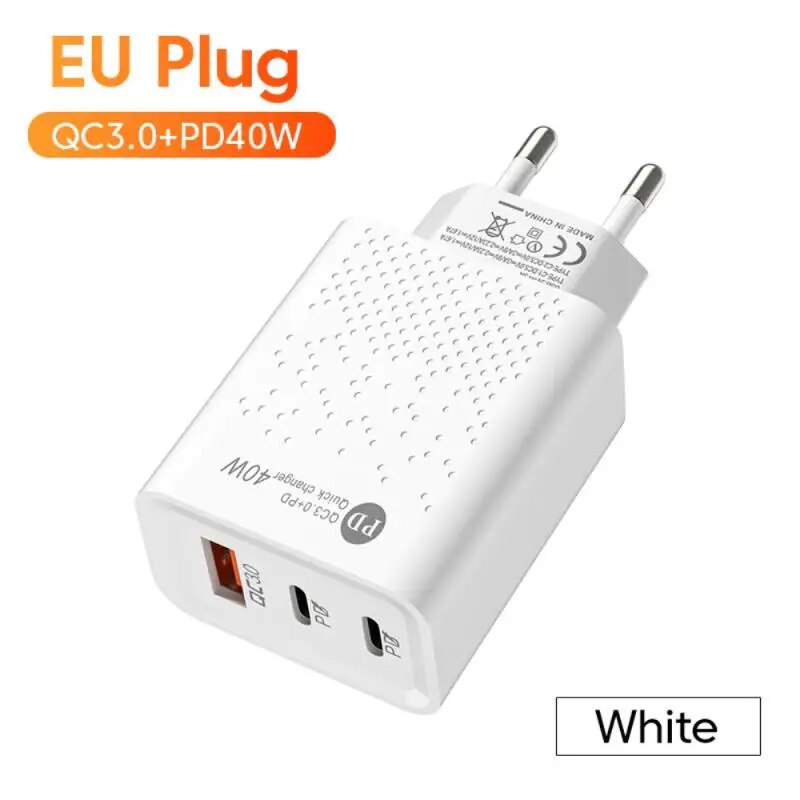 USB Wall Charger QC3.0+PD40/20W USB Cube Power Adapter Multi-port Cellphone Charger US/EU Plug Travel Charger Adapter For Phone. 