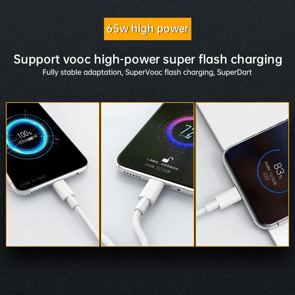 Realme Gt 5G 8 Pro 10 Superdart Cable Type C 6.5A Super Fast Charge Cabel Oppo Find X5 Pro Neo Reno 6 7 65w Supervooc Super dart. 