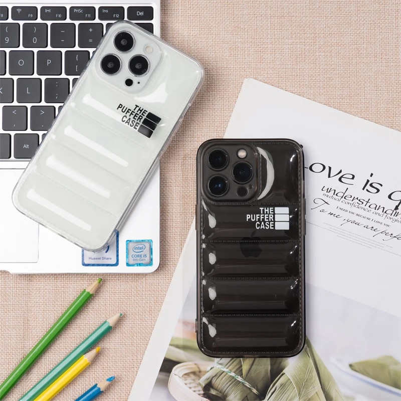 Luxury Clear Soft Down Jacket The Puffer Case for IPhone 14 Plus 13 11 12 Pro Max XS XR X 14Pro 13Pro IPones Promax Puffer Cover Loser Lione