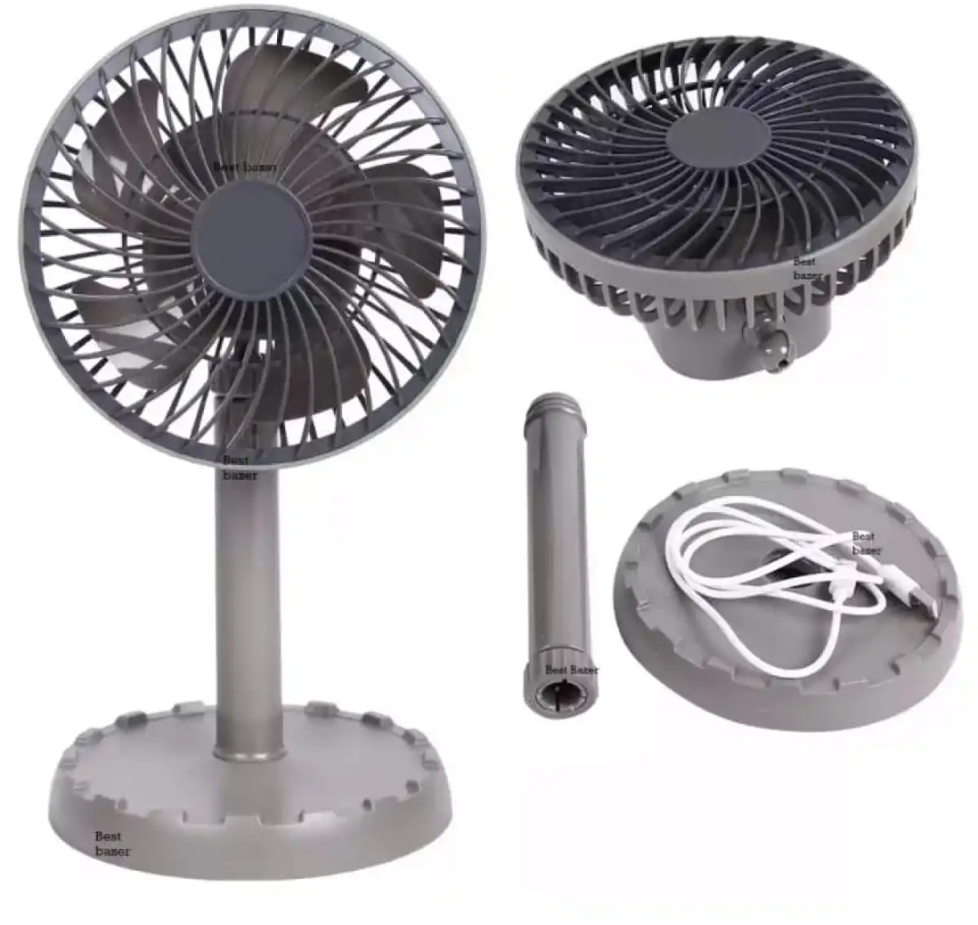 Joy Super JY-2218 Professional Rechargeable Portable Mini Table Fan Strong Wind Left to Right Oscillating Angle 45 Degrees - AC/DC. 