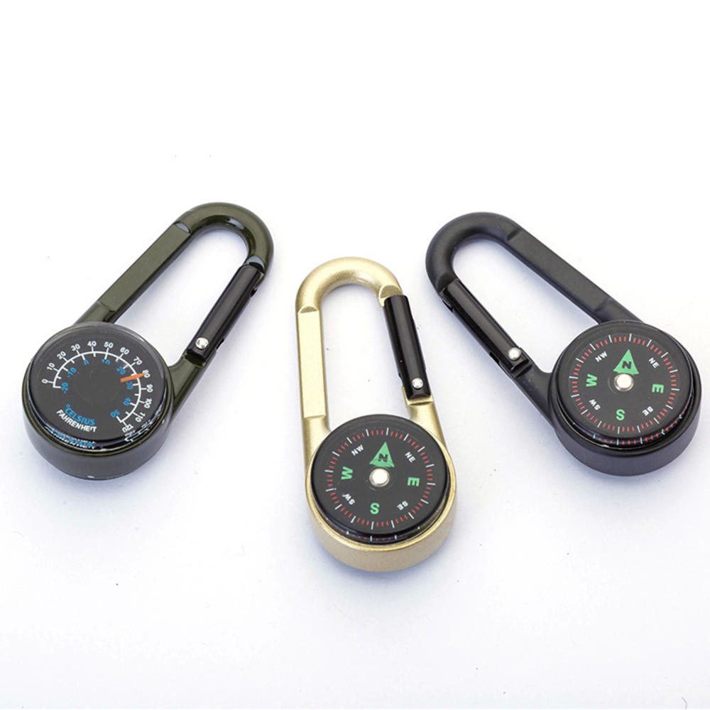 3 In 1 Guiding Thermometer Keyring Keychains Mini Compass   Clip 3 In 1 Guiding Thermometer Keyring Keychains Outdoor Hiking Camping Climbing Travelling Mountaineering Buckle Multi Functional Mountaineering Buckle