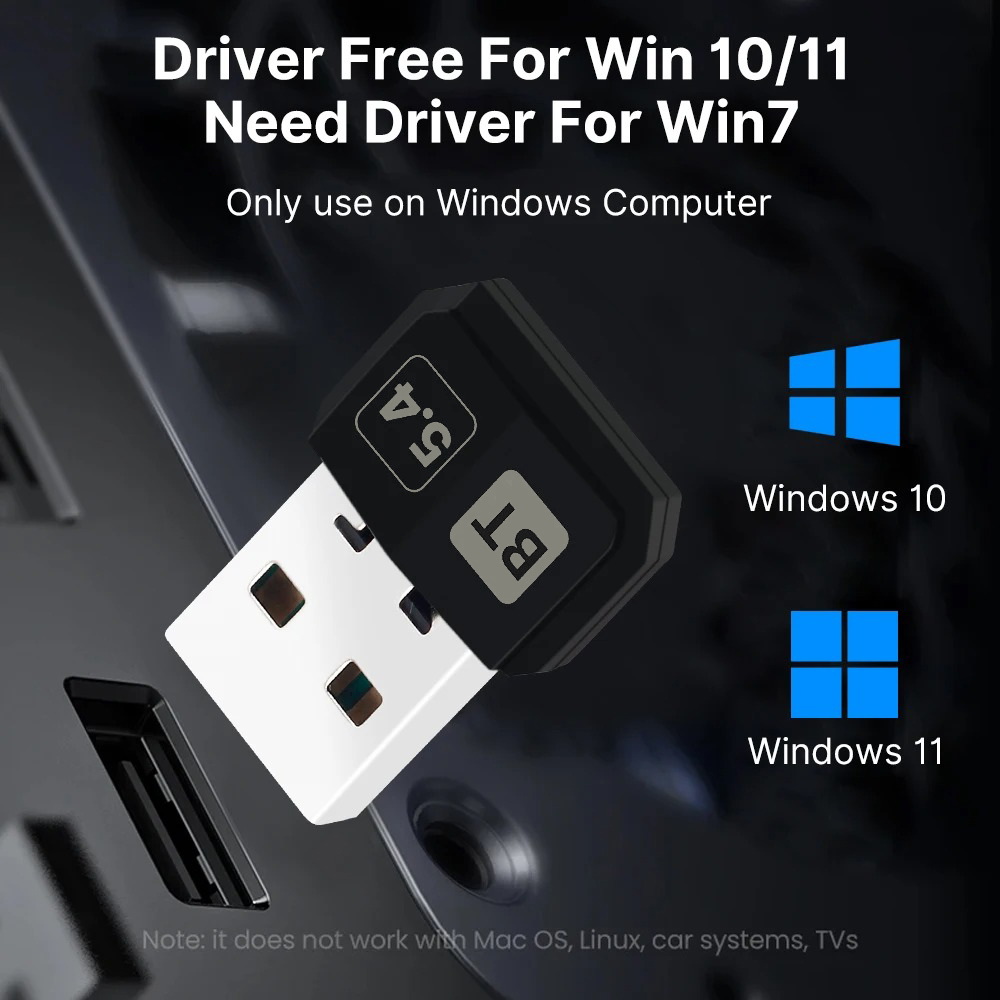 USB Bluetooth 5.4 Adapter Wireless Transmitter Receiver Dongle Adaptador for PC Laptop Mouse Keyboard Wireless Speaker Audio. 