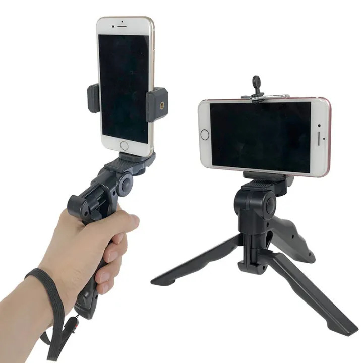 Mini Tripod Stand Support Holder Hand Grip Stabilizer With Smartphone Clip Bracket