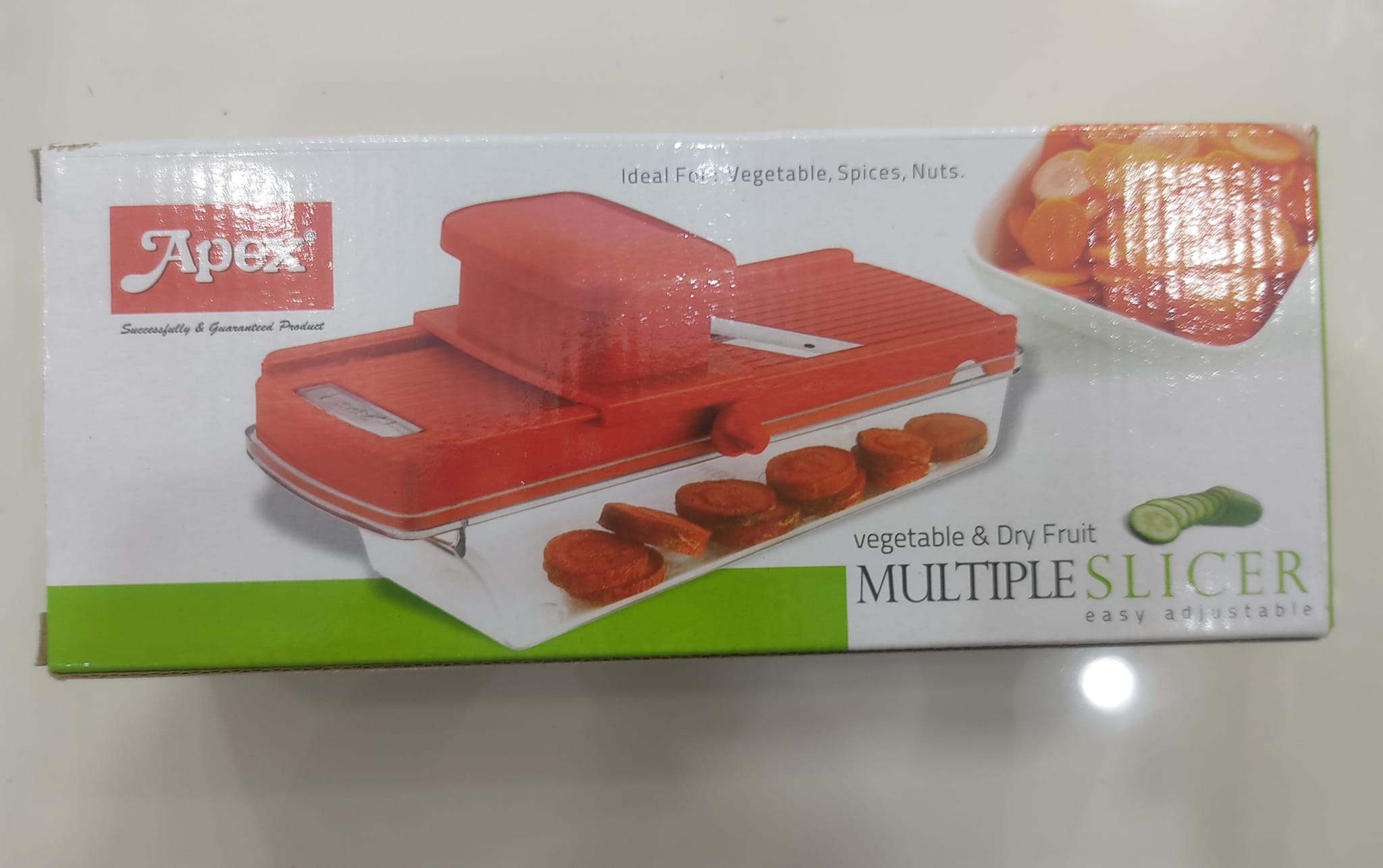 Apex Plastic Multiple Slicer, easy adjustble vegetable & dry fruit cutter-Red. 