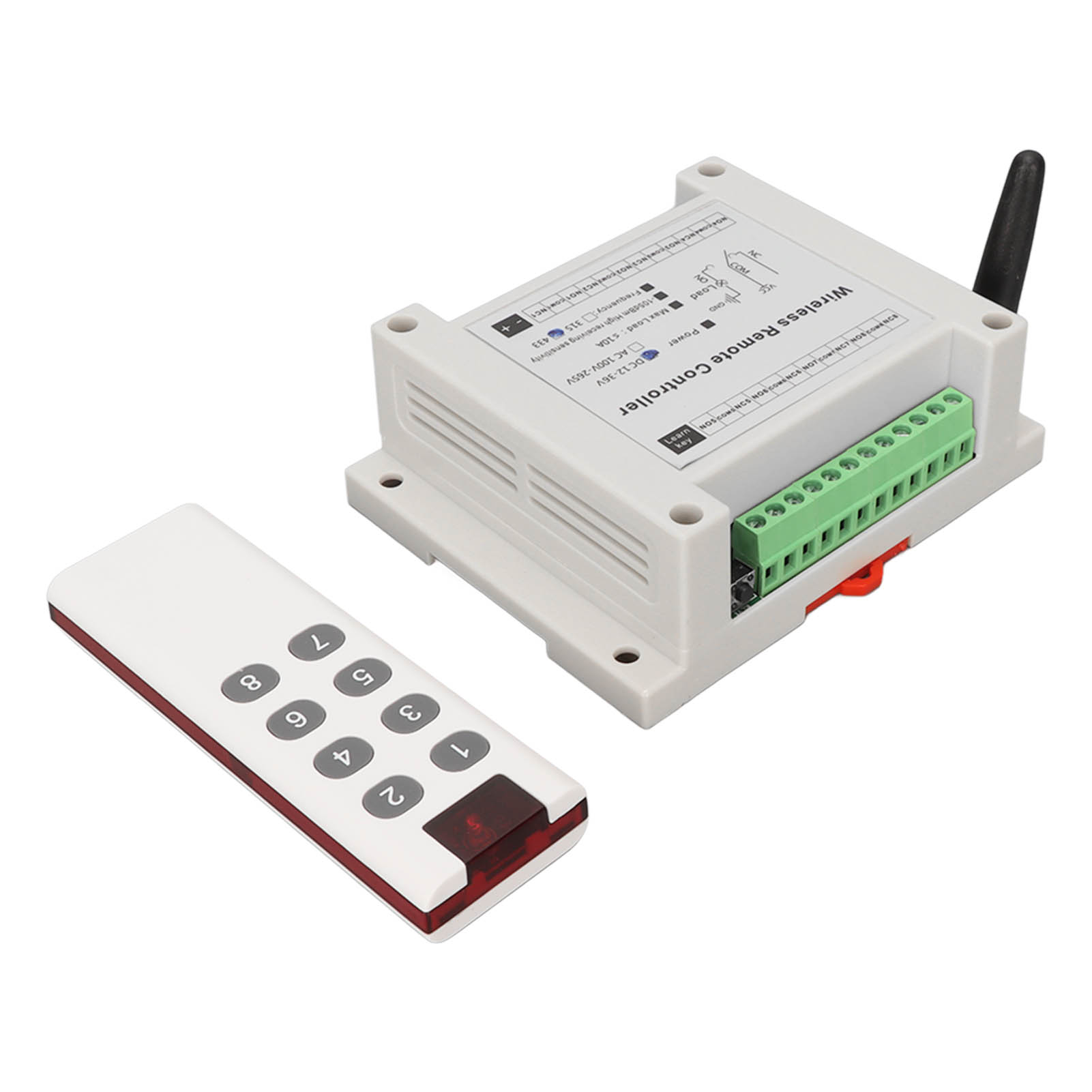 8 Channel Relay, Relay Module 8CH 10A DC 12V-36V with Remote Control for Industrial Automation. 