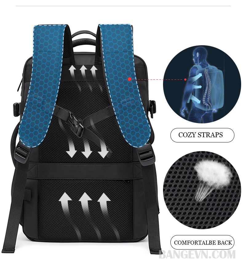 BANGE BG1908D Large Capacity Expandable Multi-Purpose Business & Travel Backpack Laptop Bag for 17.3inch(Black). 