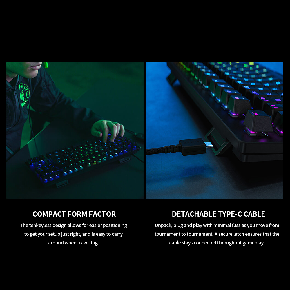 Razer Huntsman Tournament Edition Mechanical Keyboard Linear Optical Switch Gaming 87 Keys RGB Backlight Wired Keyboard Black. 