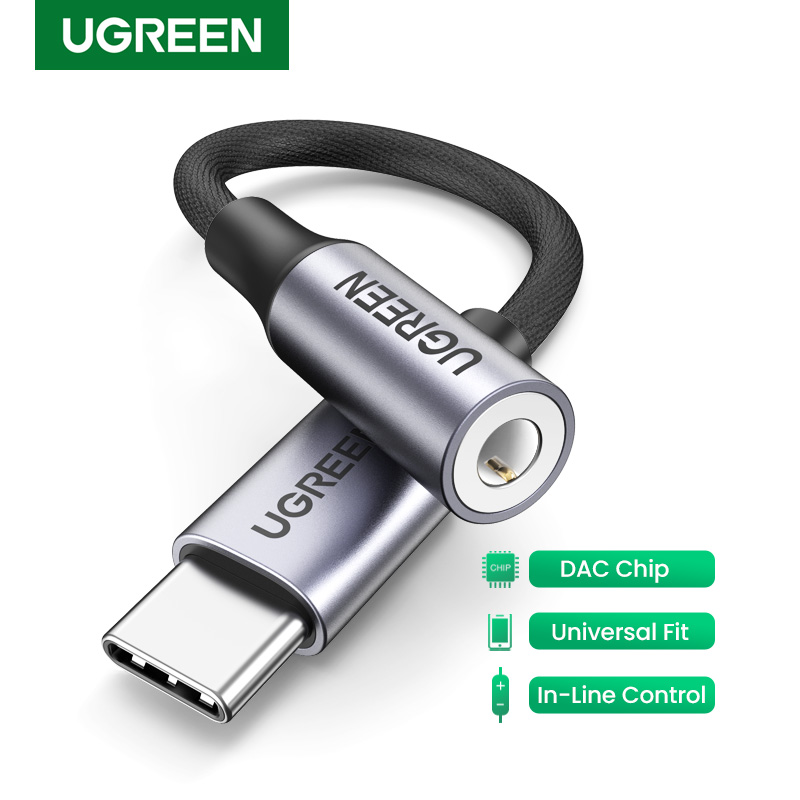 UGREEN USB C to 3.5mm Audio Adapter Braided Type C Male to Headphone Aux Jack Female Dongle HiFi DAC Cable Cord for Galaxy S21/S20 Pixel 5 4 XL iPad Pro Air Xiaomi Mi 11/10/9 OnePlus 8t/8 Pro. 