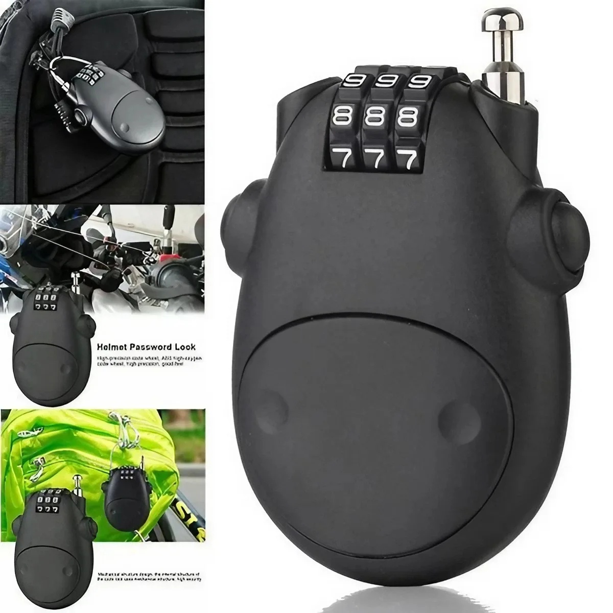 Cow Look Unique Make - Helmet Lock 3 Digit Cable Lock Multi Purpus. 