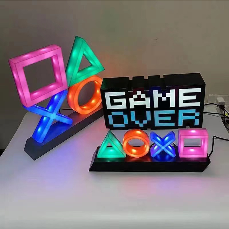 for PS4/PS5 Game Icon Lamp Sign Pixel modeling Lampstand Table top atmosphere led night light Esports room Background Decoration