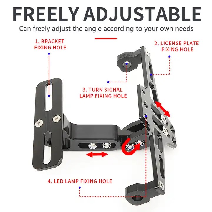 Motorcycle Tail Tidy CNC Adjustable Number Plate Holder Universal Motorcycle License Plate Holder. 