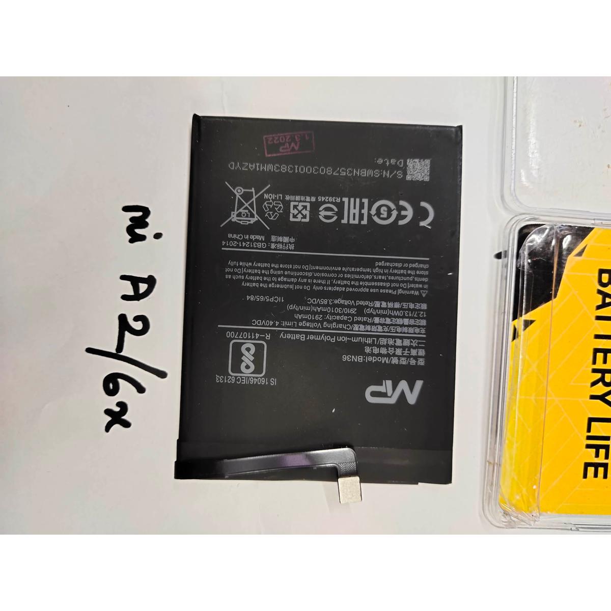 Replacement Phone Battery BN36 For Xiaomi Mi6X Mi 6X MiA2 Mi A2 Capacity 2910mAh. 