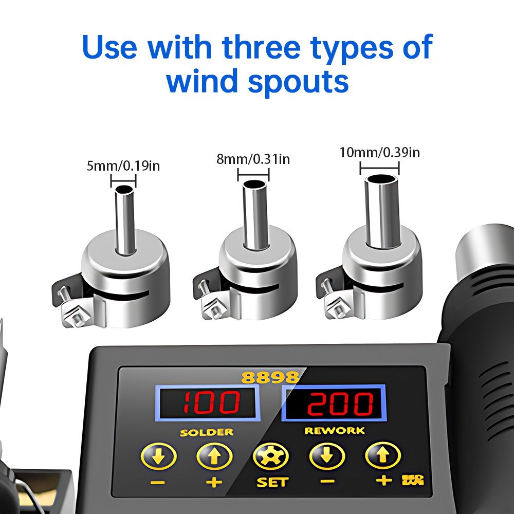 2 in 1 Soldering Station LCD Digital Display Hot Air Gun Welding Rework Temperature and Air Volume Adjustable Soldering Iron Kit For Cell-Phone BGA SMD PCB IC Repair Solder Iron Tools. 