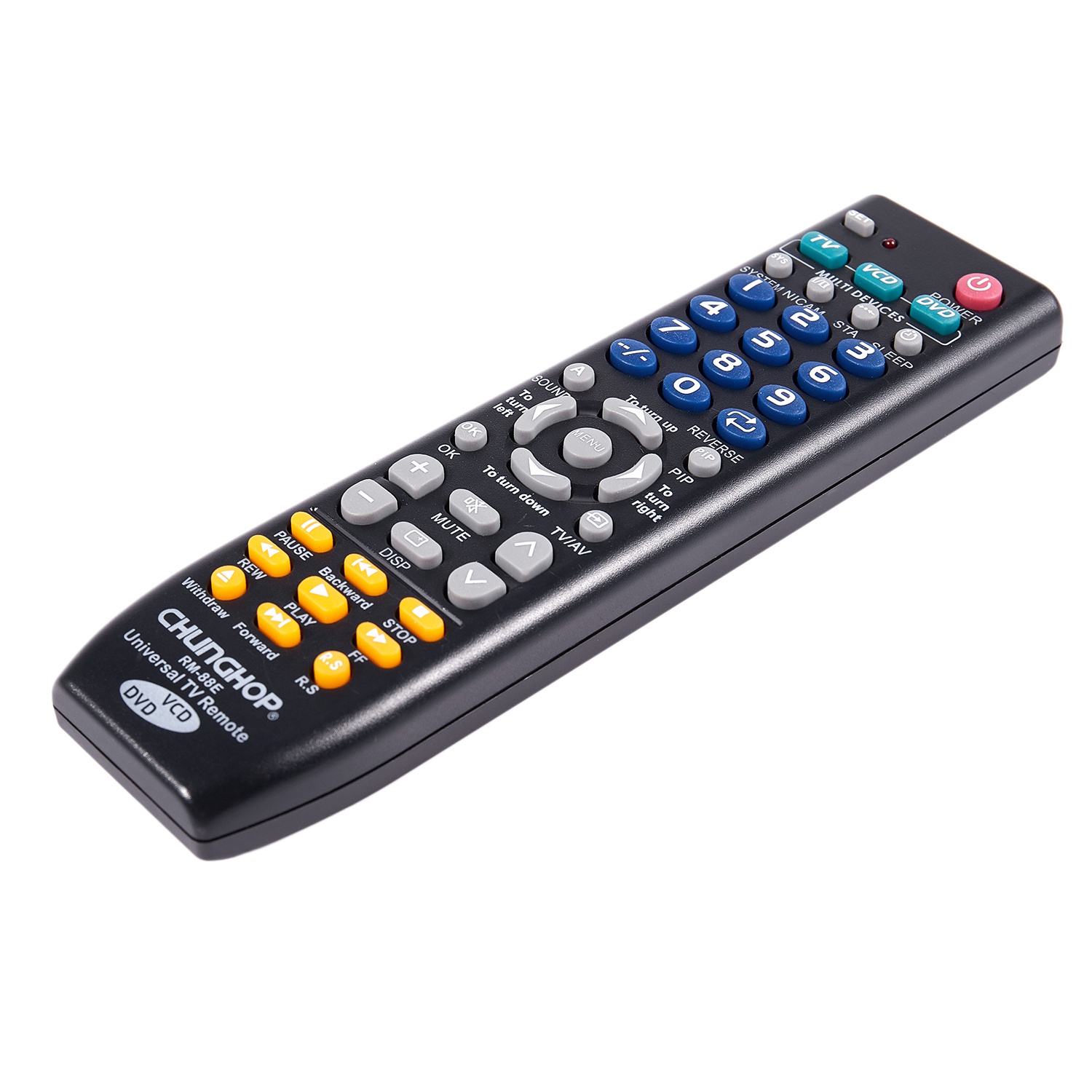 CHUNGHOP Universal Remote Control 1PCS RM-88E TV/VCD/DVD 3 in 1 USE FOR SONY SAMSUNG TOSHIBA PANASONIC SANYO SHARP LG AIWA 3D SMART TV. 