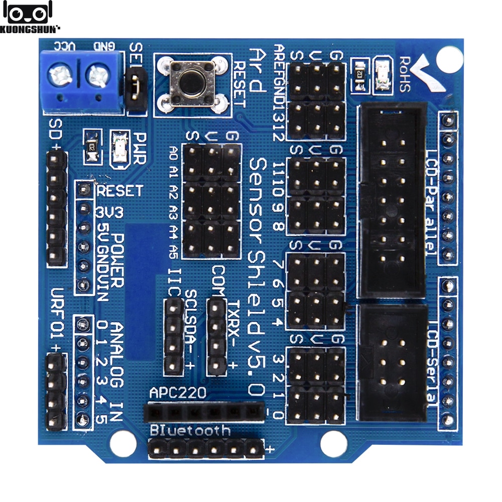 【happy one】Shield V5.0 sensor expansion board UNO R3 V5 Arduino electronic building blocks of robot parts. 