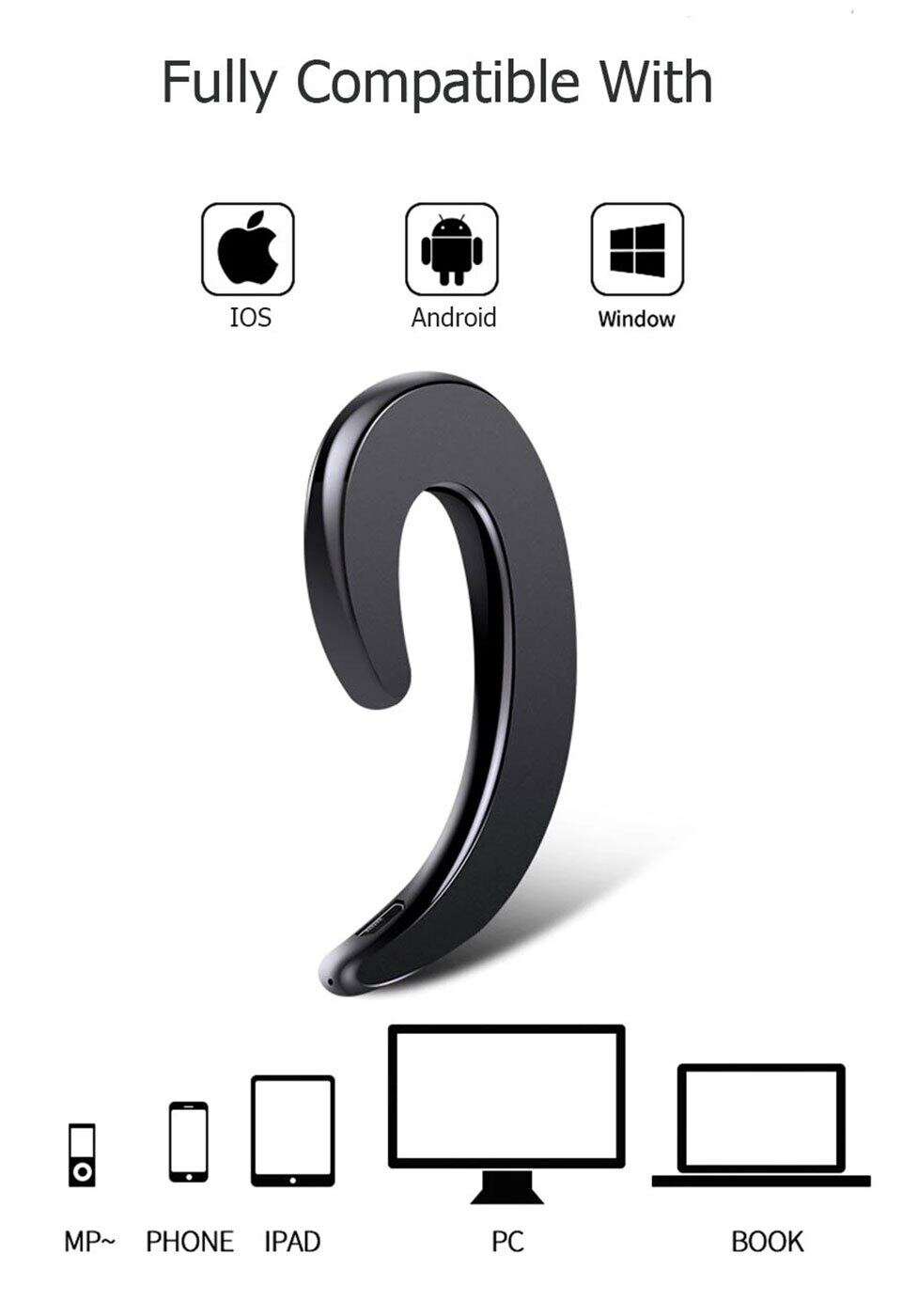 【original-Ready stock+FREE Shipping+COD】Y12 1Pc Wireless Bluetooth Bone Conduction Earhook with Mic Car Driver Earphone Noise Cancelling Headphones. 
