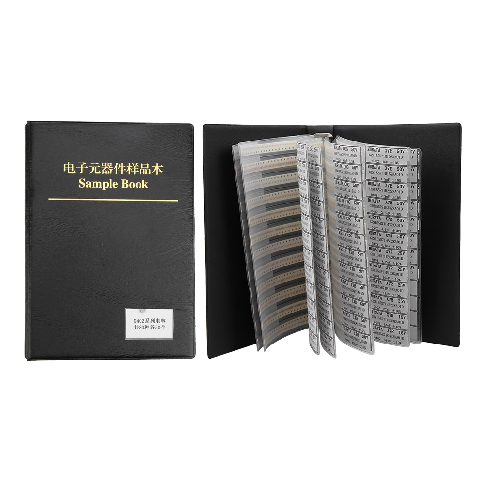 Sample Book 0402 Series 80 Values Capacitors Electronic Components Assorted Kits Black. 