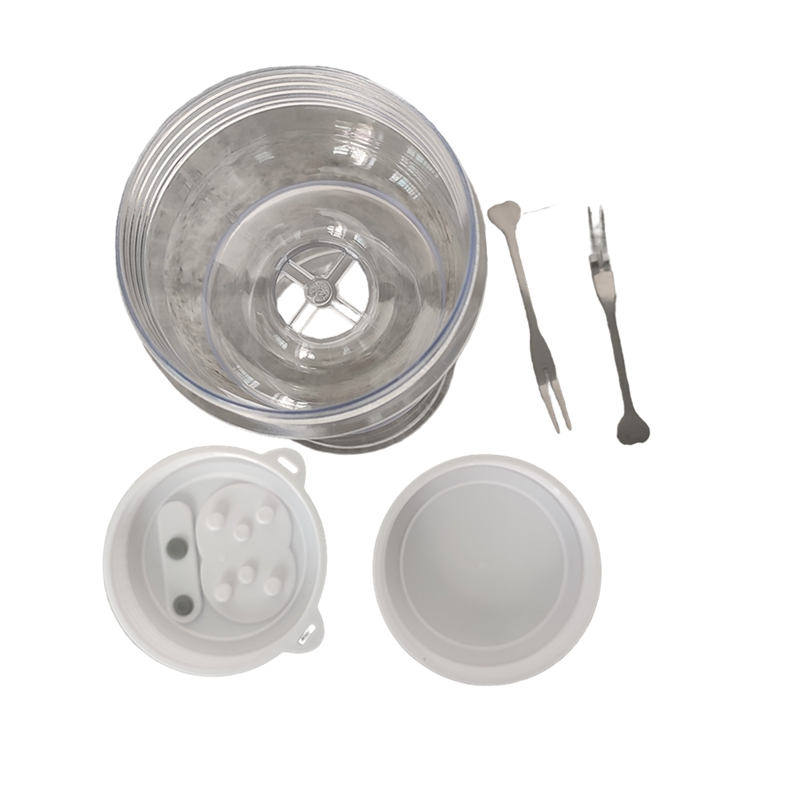 FORIDE Reusable Wet and Dry Separation Pickled Jar with Fork - Multipurpose Round Flip Top Jar for Daily Use. 