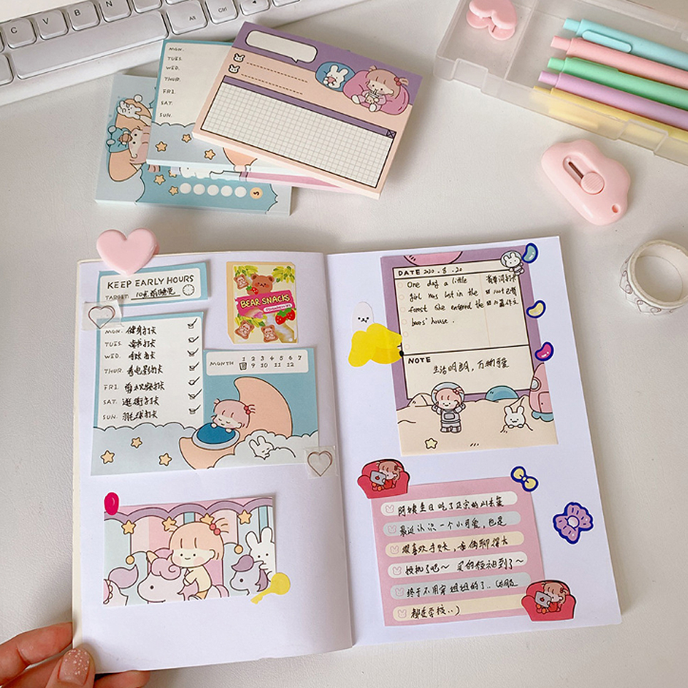 SF Cute 50 Sheets Girls Paper Memo Pads Notepad Student Sticky Notes To Do List Weekly Planner Stickers Korean Stationery. 