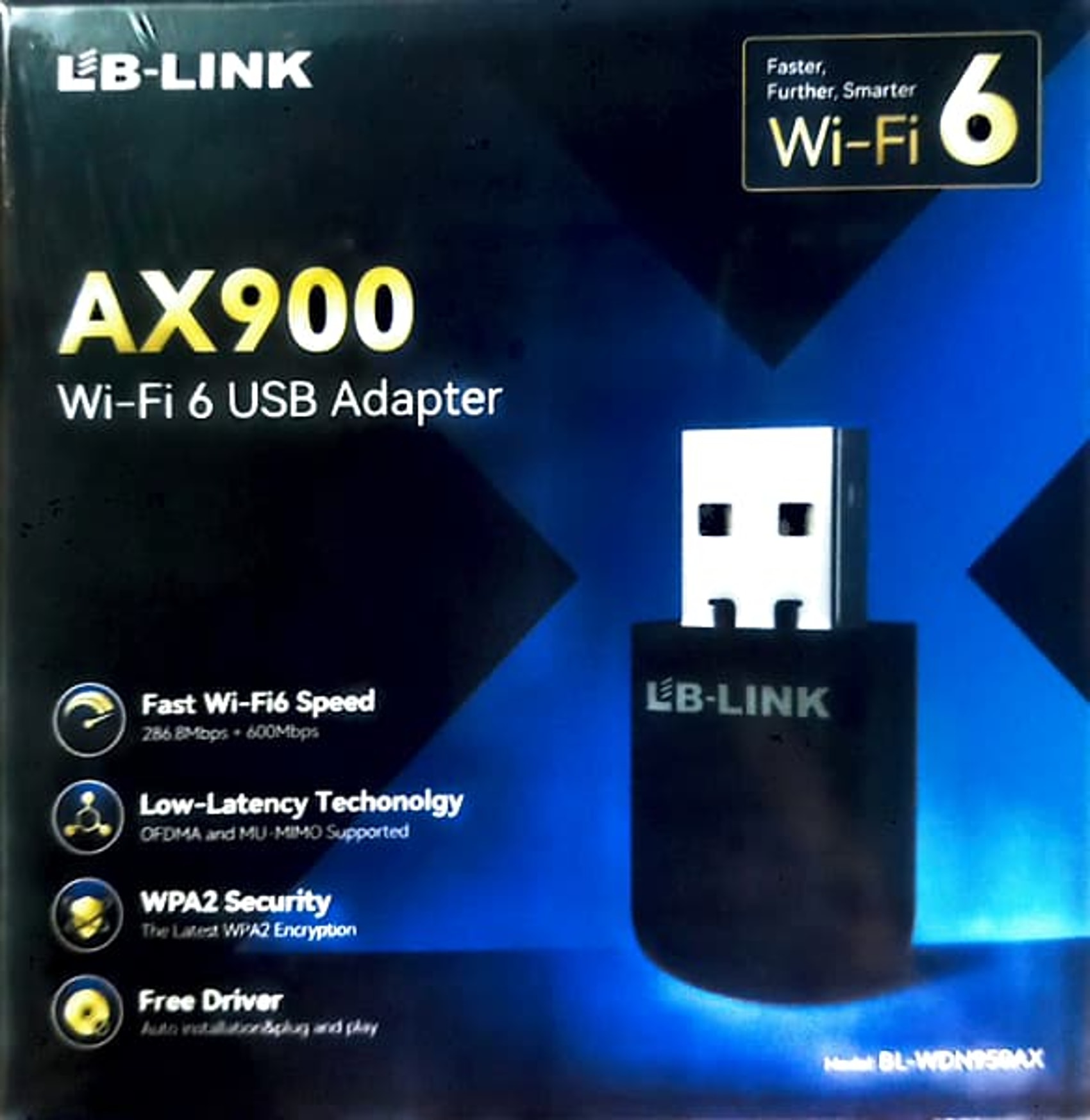 LB-Link Wireless AX900 900 Mbps 2.4 GHz WiFi 6 USB Network Adapter Dual Band WiFi 6 USB Card Win 10/11 MAC WIFI Dongle. 