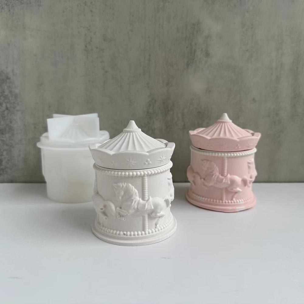 Carousel design Carousel storage jar Functional Removable Non-toxic Silicone mold storage box Versatile Plaster dripping glue. 