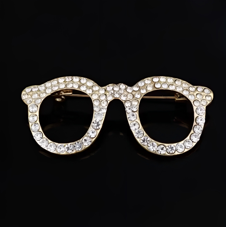 Women men's suit shirt buttonhole clothes collar pin Glasses brooch. 