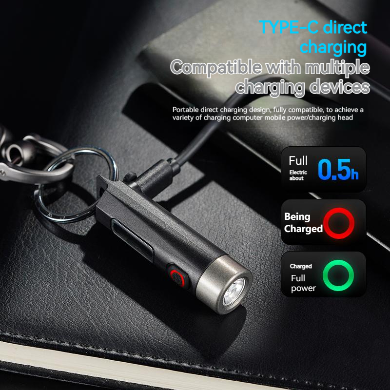 SFL1121(PHILIPS) type C rechargeable mini torch flashlight Strong light flashlight keychain lighting Mini mini emergency light. 