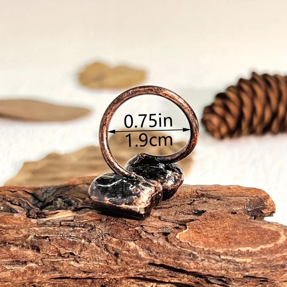 Antique Irregular Black Tourmaline Open Ring for Men 100% Two Natural Stone Crystal Raw Healing Adjustable Finger Rings X208. 