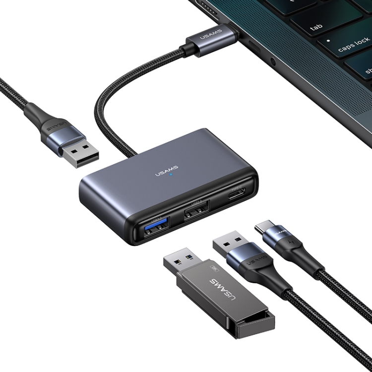USAMS US-SJ627 4 in 1 Type-C Multifunctional Docking Station HUB. 